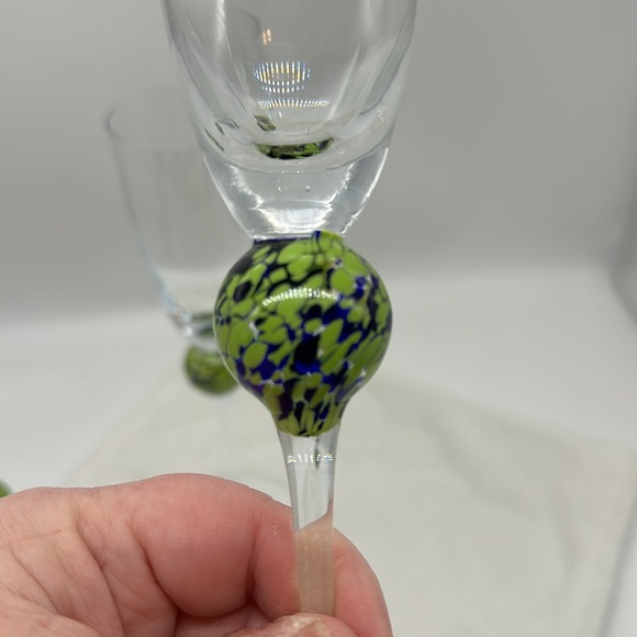 Champagne Hand Blown Colored Glass Stemware Set of 3 - Picture 4 of 6